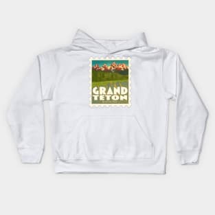 Grand Teton National Park Stamp Kids Hoodie